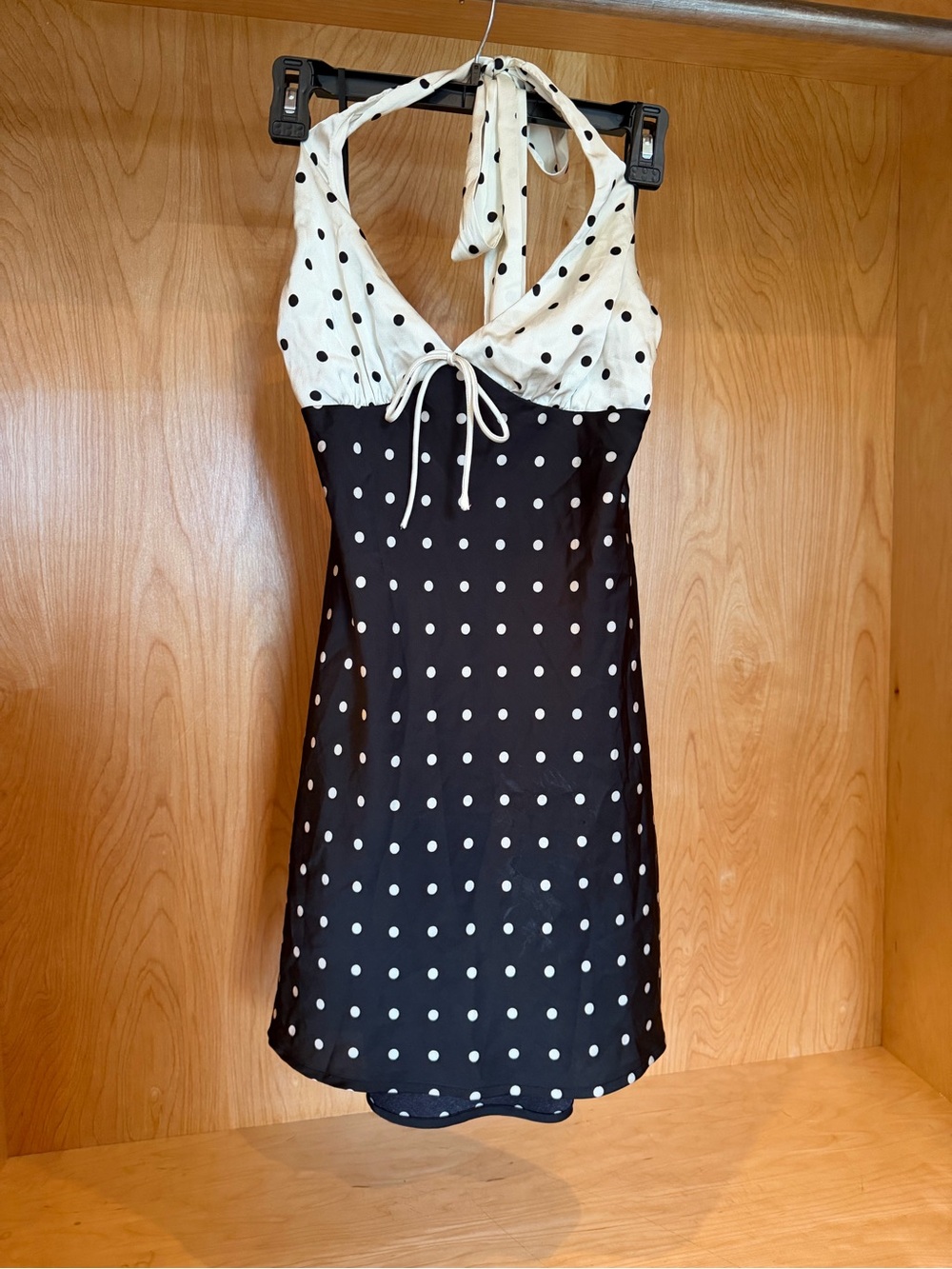 Urban Outfitters Polka Dot Halter Mini Dress in Black and White